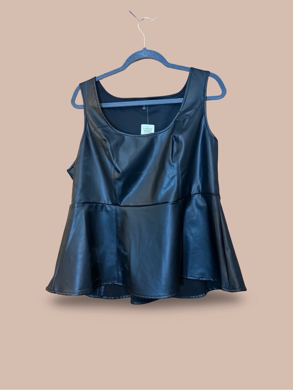 NWT Torrid PU Leather Peplum Top - Black - 1x
